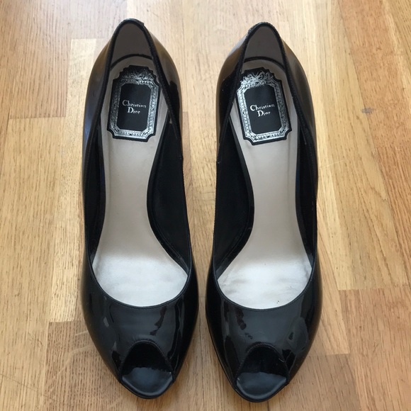 Dior Peep Toe Patent Leather Pumps - Picture 1 of 5